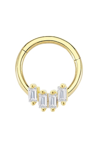 Altın Baget Taş Motif Halka Piercing As103pc Altınsepeti Sarı