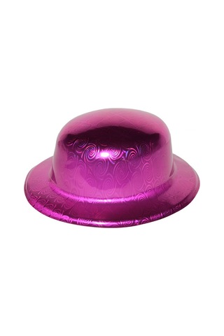 Pembe Renk Hologramlı Plastik Yuvarlak Melon 27x24 Cm Diğer