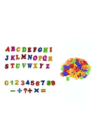 Set 42 Parça Plastik Harf Rakam İşaret Seti 26 Harf + 10 Rakam + 6 İşaret Mıknatısı Yoktur 42 Parça