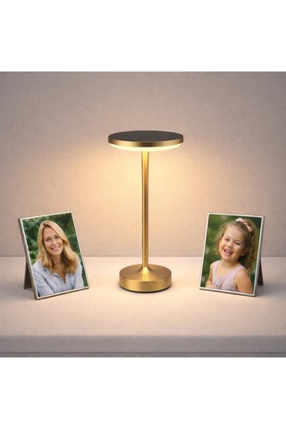 Led Dimli 3 Renk Dekoratif Masa Lambası Dokunmatik Şarj Edilebilir Type-c 28cm Çok Renkli