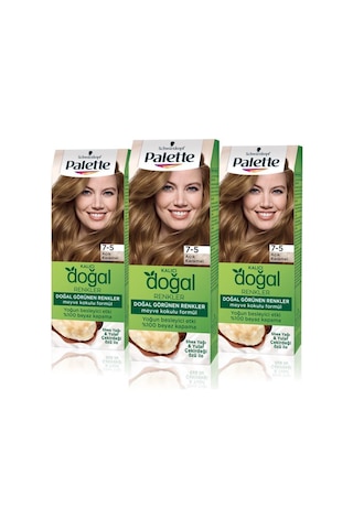 Palette Kalıcı Doğal Renkler Saç Boyası 7 - 5 Açık Karamel X 3 Ade