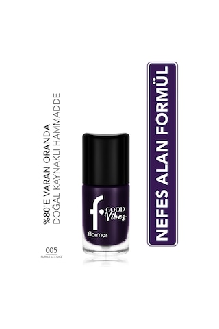 Flormar Good Vibes Yüksek Pigmentli & Parlak Bitişli Nefes Alabilen Oje 005 Purple Lettuce