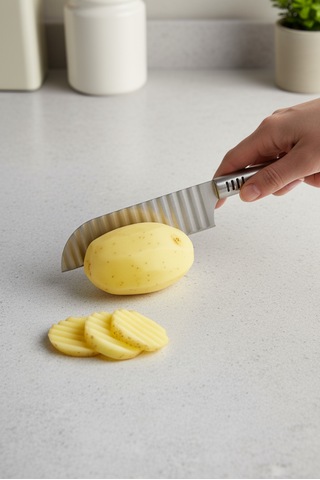 Şekilli Patates Bıçağı Sebze Meyve Zigzag Dilimleme Bıçağı Krom