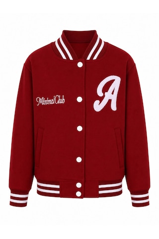 Trender Düğmeli A Baskı 3 İp Kolej Bordo Erkek Çocuk Sweatshirt 8088