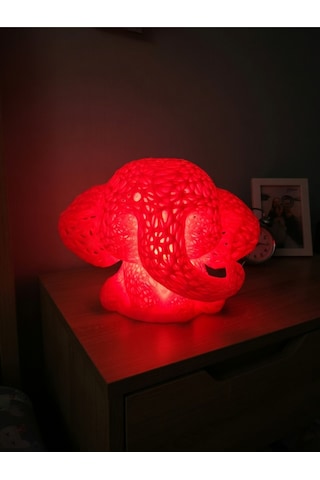 Sevimli Fil Çocuk Odası Gece Lambası 3d Tasarım Led Işıklı Masaüstü Mesh Dekor Hediyelik Kırmızı
