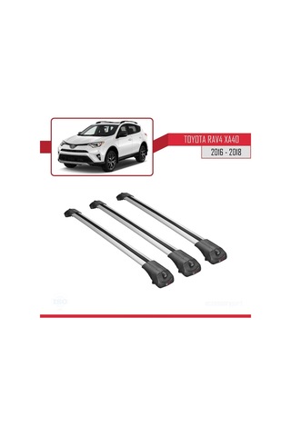Toyota Rav4 Xa40 2016-2018 Arası İle Uyumlu Ace-1 Ara Atkı Tavan Barı Gri 3 Adet Bar