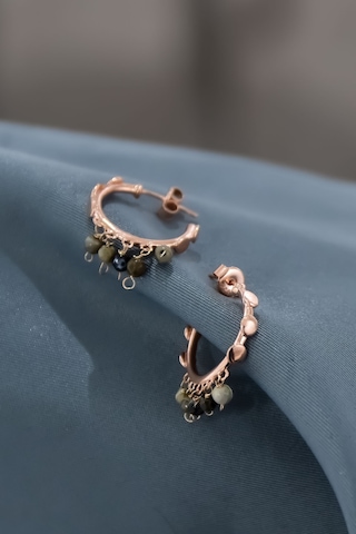 Papatya Silver 925 Ayar Gümüş Rose Kaplama Olives Taşlı Shakira Halka Küpe