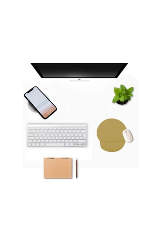 Bej Bilek Destekli Ergonomik Jel Kaymaz Taban Mouse Pad