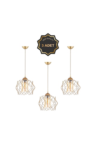 Trend Kitchen 3 Adet Trend Bal Mika Camlı Golden Salon Mutfak Banyo Yatak Odası Çocuk Odası Antre Sarkıt Avize Gold