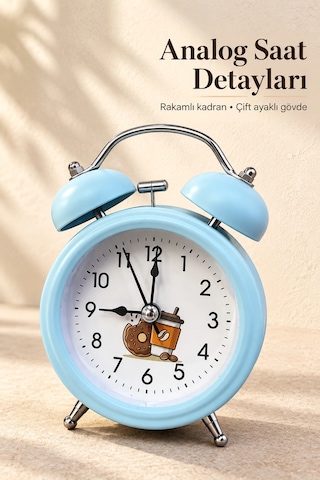 Zenvia Desenli Kadranlı Analog Masa Saati Alarm Özellikli Znv2026 Çok Renkli