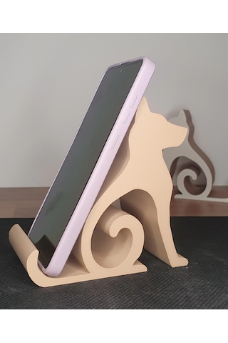 Riti Design - Canis - Minimalist Köpek Tasarım Masaüstü Telefon Tutucu - Bej Beyaz