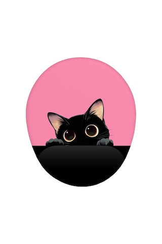Kedi Tasarım Pembe Bilek Destekli Mouse Pad Kedi Tasarım Pembe Bilek Destekli Mouse Pad