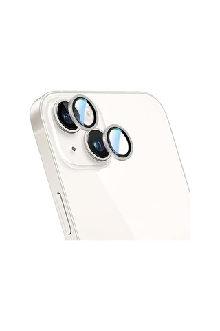 Apple Uyumlu iPhone 15 Plus Caseworld Alloy Sparkling Diamond Serisi Taşlı Lens Koruyucu Gümüş
