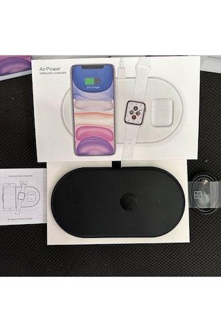 Wearfitpro İphone Modelleriyle Uyumlu Kablosuz Şarj Standı 3in1 Telefon Akıllı Saat Şarj Standı