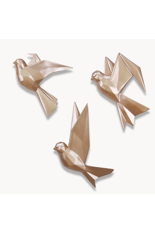 Mouette 3'lü Dekoratif Kuş Vizon