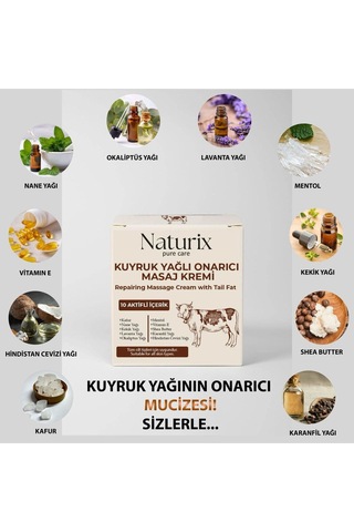 Naturix Kuyruk Yağlı Masaj Kremi 100ml 10 Doğal Kaynak İçerikli