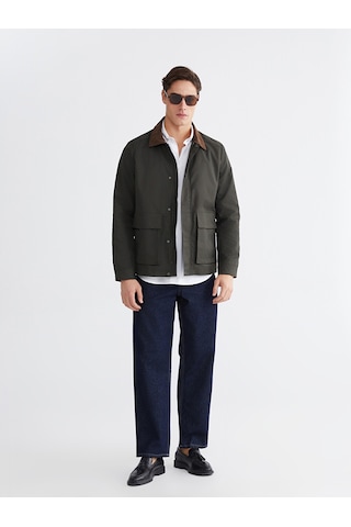Lcwaıkıkı Classic Haki Kadife Yaka Gabardin Erkek Ceket