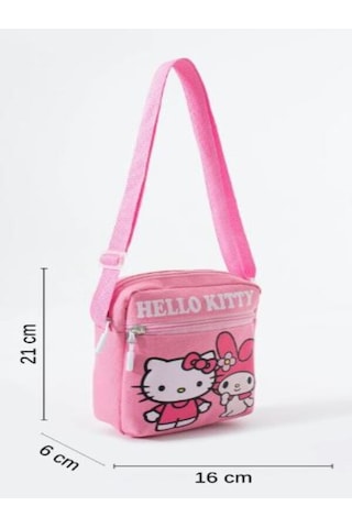 Trg Polo Trg Pembe Hello Kittyy Melody Çocuk Omuz Çantası 3 Bölmeli Su Geçirmez Kumaş 21 16 6 Cm
