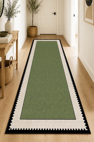 Neho Green Makinede Yıkanabilir Kaymaz Taban Leke Tutmaz Dijital Salon Halısı Mutfak Halısı Ve Yolluk Haki