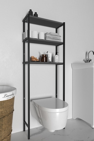 Banyo Wc Arkası Üstü Düzenleyici Raf Organizatör Havluluk Metal Gövde Banyo Rafı Gri