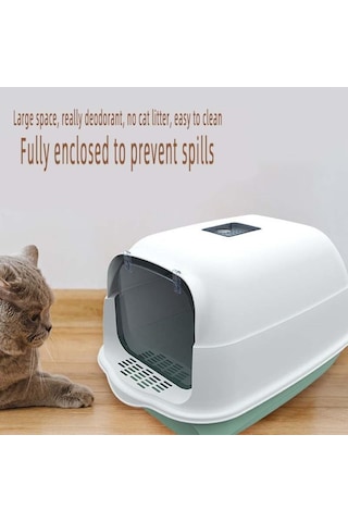 Deodorant Çöp Kutusu Kedi Tepsisi Tamamen Kapalı Evcil Hayvan Çöp Kutusu Plastik Tuvalet, Evcil Hayvan Aksesuarları, Yüksek Kapasiteli Çöp Tepsisi, Temizlik Pembe Pembe Beyaz