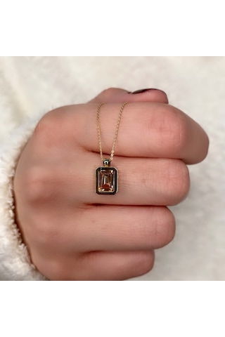 Sitrin Taşlı Gümüş Kolye Gm05