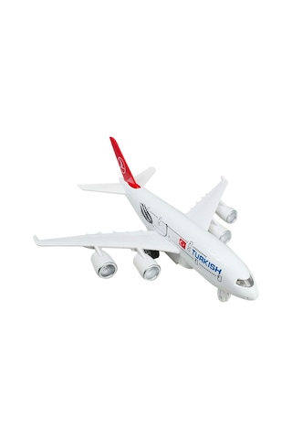 Airbus A380 Metal Yolcu Uçağı Çek Bırak Işıklı Sesli Metal Uçak Thy Turkish Yolcu Uçağı 22cm