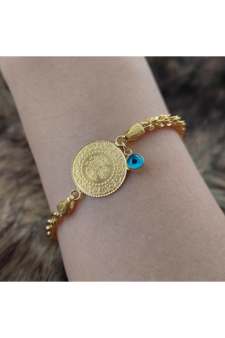 Altınbeyi Çeyrek Altınlı Halat Zincirli Bileklik Sarı Altın