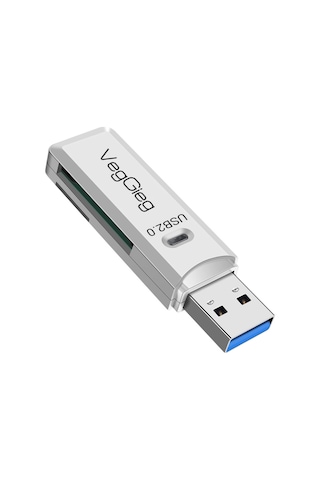 Veggieg USB 2.0 SD-Micro SD Hafıza Kart Okuyucu Beyaz