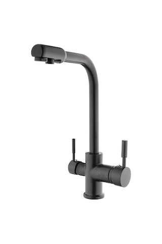 Melekyapı Çift Mix Kartuşlu Aç-Kapa Arıtmalı Mutfak Eviye Bataryası Siyah