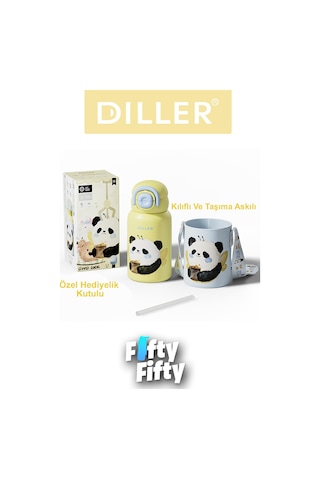 Dıller 520 Ml Tek Kapak Çift Kullanım Pipetli/pipetsiz Kılıflı-askılı Çelik Su Matarası -ffdıllerd9241 Mavi