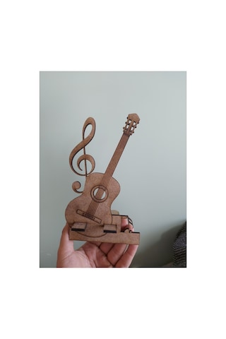 Ahşap Gitar Ve Nota Temalı Masaüstü Telefon Tutucu