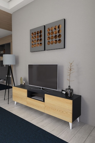 Bravix Modern Tv Ünitesi 3 Bölmeli Tv Sehpası Gövde Antrasit ... Antrasıt/atlas Çam
