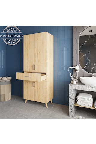 Mavera Çok Amaçlı Dolap Banyo Mutfak Kiler Dolabı Meşe Meşe