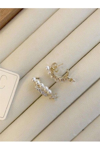 Taşlı İncili Küpe - Altın Renk: Altın Diğer 02711079 Taşlı İncili Küpe - Altın Renk: Altın Diğer 02711079