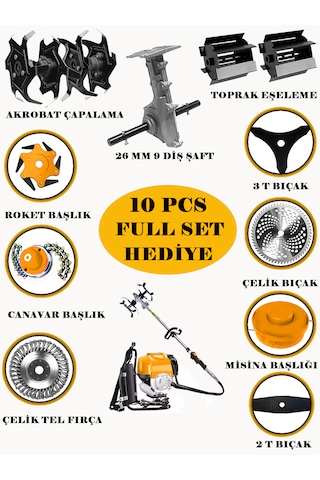 Eisenn BCF550 Sırt Tipi 10in1 Benzinli Motorlu Çim Biçme Makinesi