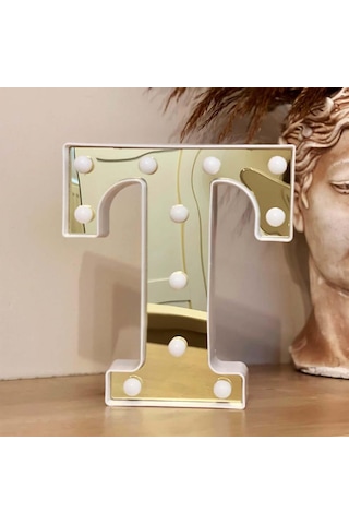 Dekoratif Led Işıklı 3d T Harfi Büyük Boy Organizasyon Doğum Günü