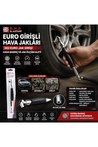 Bhd-302 Euro Jack Lastik Hava Basınç Ölçüm Aleti - Oto, Bisiklet, Motosiklet Ve Bot