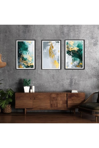 3'lü Modern Yağlı Boya Desenli Foreks Tablo