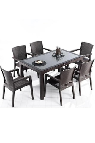 Rattan Masa Takımı Victor Acı Kahve