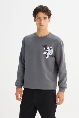 Lee Regular Fit Normal Kesim Bisiklet Yaka Baskılı Antrasit Sweatshirt Gri