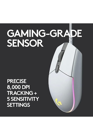 Logitech G203 Kablolu Gaming Mouse + Pad Beyaz Mouse Diğer