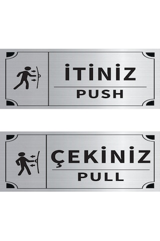 Mayeka İtiniz - Çekiniz Dikdörtgen İkili Levha Set Gümüş Metal Yönlendirme Tabelası Kişiye Özel Mayeka İtiniz - Çekiniz Dikdörtgen İkili Levha Set Gümüş Metal Yönlendirme Tabelası Kişiye Özel