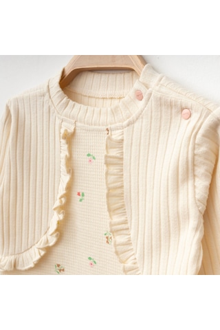 Bellamio Kids Mini Bloom Fırfırlı Kız Bebek İkili Takım Krem