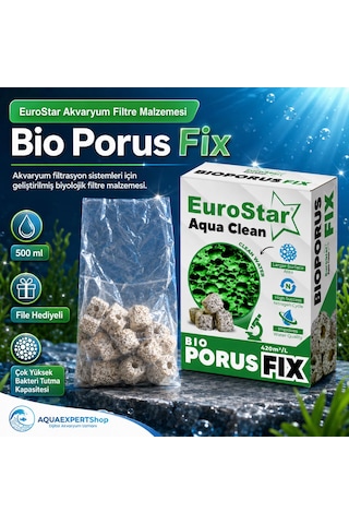 Eurostar Akvaryum Filtre Malzemesi - Bio Porus Fix - 500 Ml - File Hediyeli - Çok Yüksek Bakteri Tutma Kapasitesi