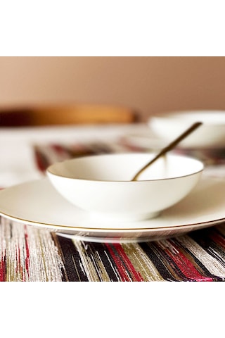 Alesta Home Çizgili Jakarlı Kumaş 6'lı Amerikan Servis 50 x 35 CM Pembe