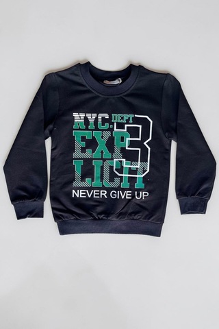 Minik Motion 3'lü Set Çocuk Baskılı 2 İplik Penye Sweatshirt Kırmızı - Siyah - Yeşil