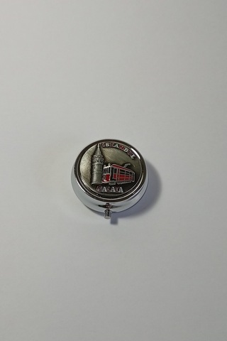 Mini Taşınabilir Cep Küllüğü - Gümüş Rengi Mini Cep Küllüğü - Çanta Küllüğü 5cm - İstanbul Galata Desenli Kapaklı Metal Mini Kül Tabağı