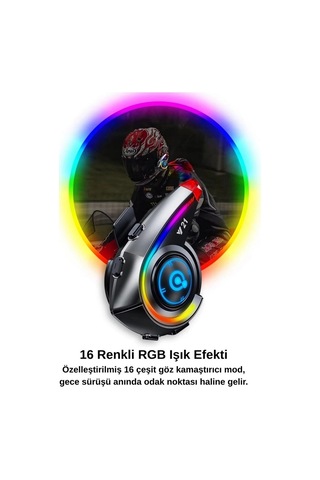 Ceylan Adam Y21 Rgb Işık Efektli Intercom Bluetooth Motosiklet Kask Kulaklığı Intercom Kulaklık