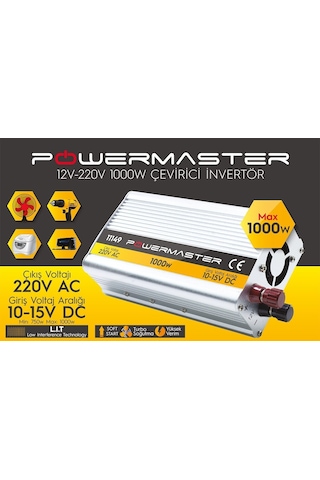 İnvertör 1000W 12 Volt 220 Çevirici Powermaster